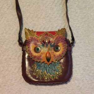 Leather Mini Owl Purse